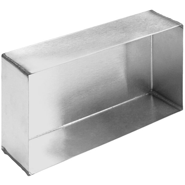 A silver rectangular metal Victory drain pan with a lid.