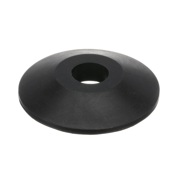 A black rubber round object with a hole in it.