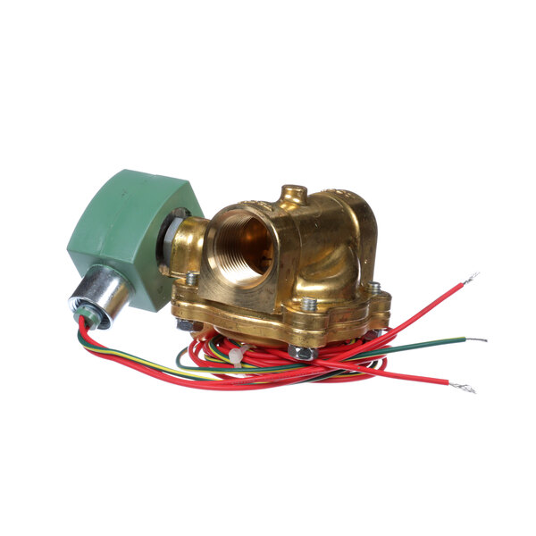 A Champion brass water solenoid valve with wires.