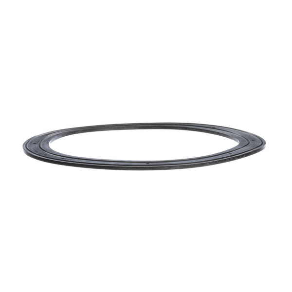 A circular black gasket with a white background.