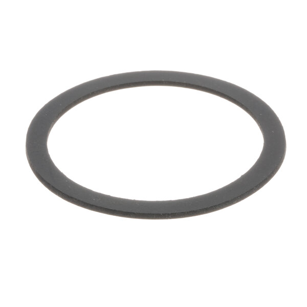 A black rubber gasket with a round shape on a white background.