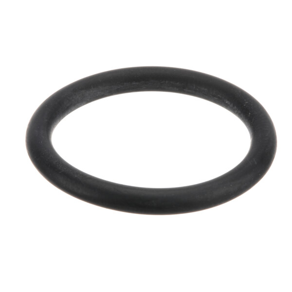 A black rubber O-ring on a white background.