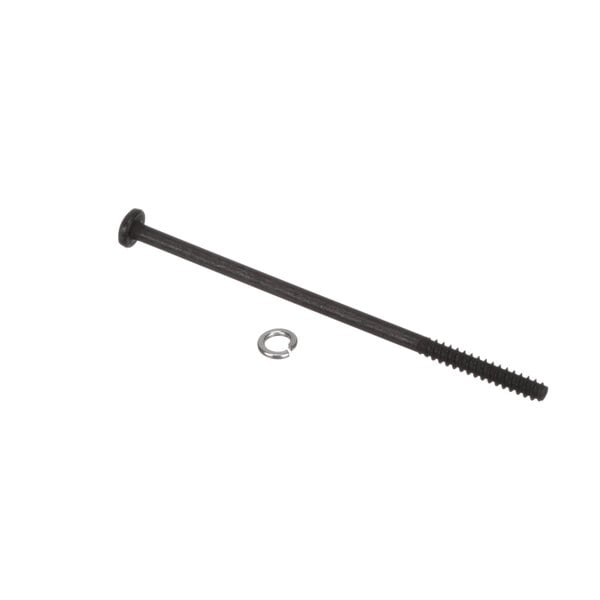 A black screw and a nut.