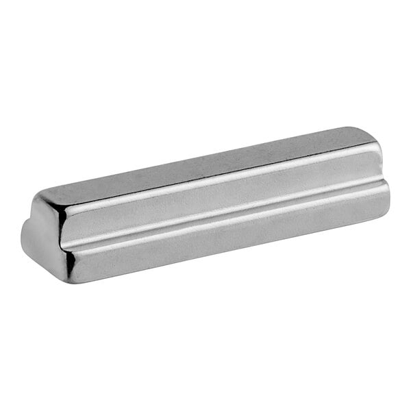 A silver rectangular metal knob.