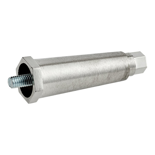 An American Range adjustable stainless steel leg with a hex bolt on the end.