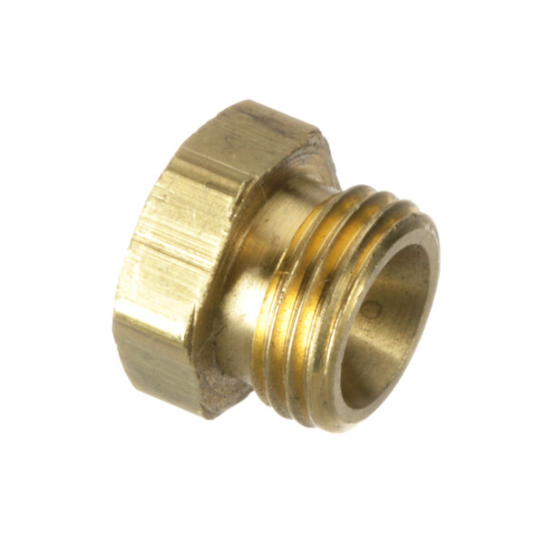 A close-up of a brass Pitco orifice fitting.