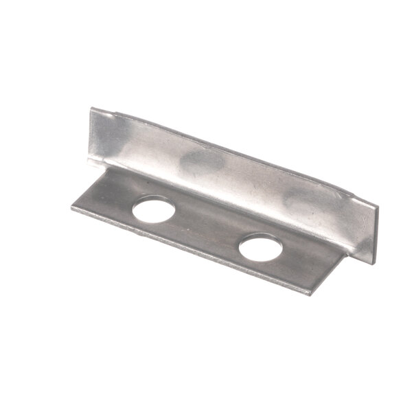 A stainless steel Wells drawer stop bracket with two holes.