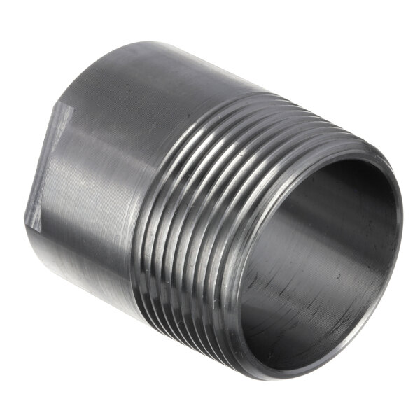 A stainless steel Pitco nipple adapter threaded pipe fitting.