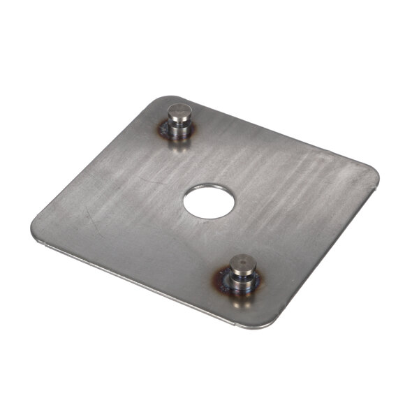A stainless steel Pitco bottom plate with screws.