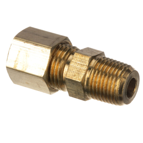 A close-up of a Pitco brass threaded male fitting.