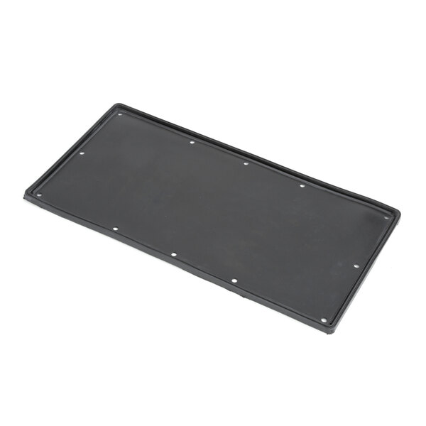 A black rectangular plastic tray with holes.