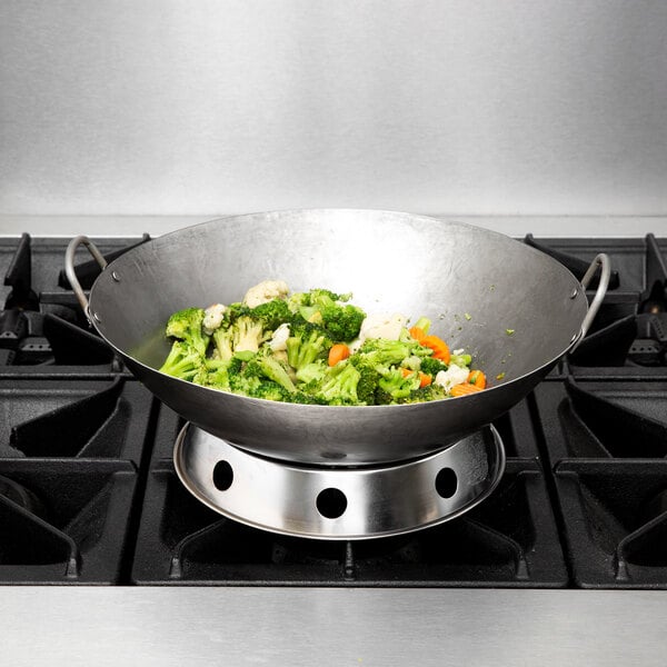 Hand Hammered Carbon Steel Round Cantonese Wok Reinforced Pan Cooking Kitchen 