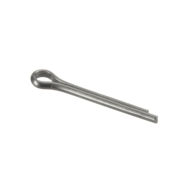 A close-up of a Vulcan cotter pin, a metal rod with two prongs.
