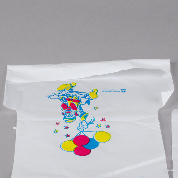 Child's Poly Bib with Clown White disposable poly bibs