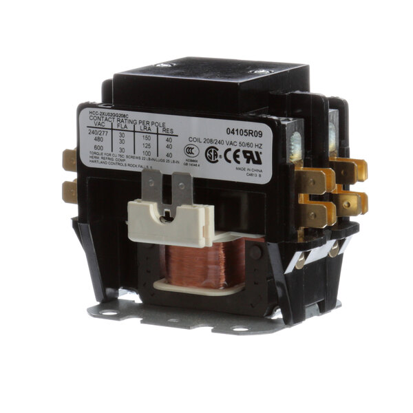 A black and white Winston Industries Inc. 2 pole contactor with a red and black cover.