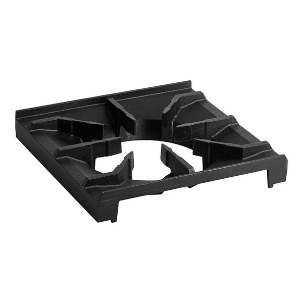 A black plastic American Range open burner plate with two holes.