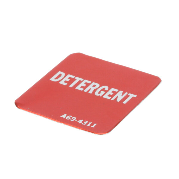 A red square Stero label with white text reading "Detergent"