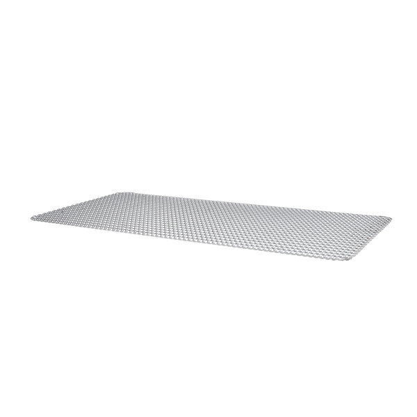 A white rectangular metal tray with small dots.
