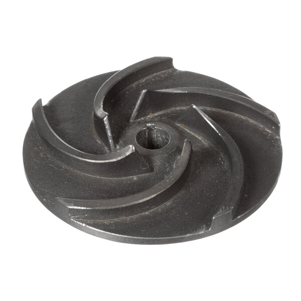 A black metal Stero 0A-415910 water pump impeller with a hole in the center.