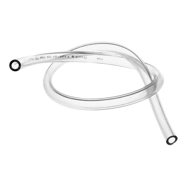A clear plastic Convotherm water hose with black rings and a curved end.