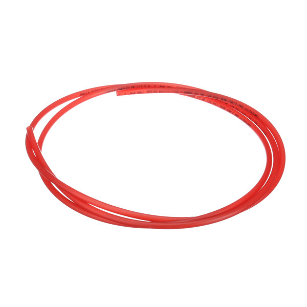 A red polyethylene tube with a white background.