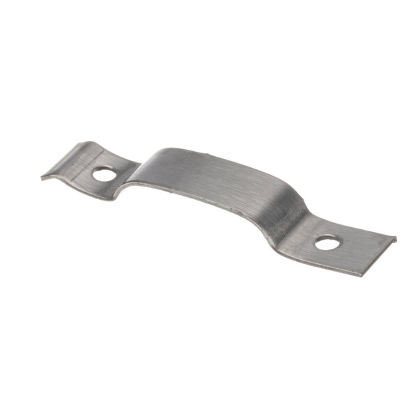 A stainless steel Pitco clamp with holes.