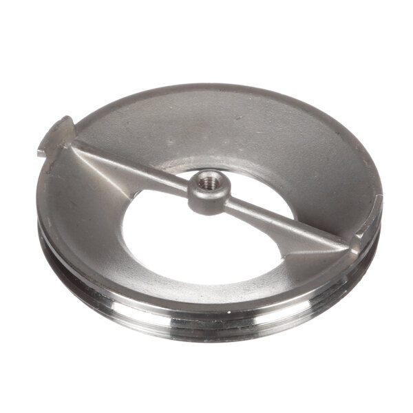 A silver circular Power Soak 32110 retainer with a hole in the center.