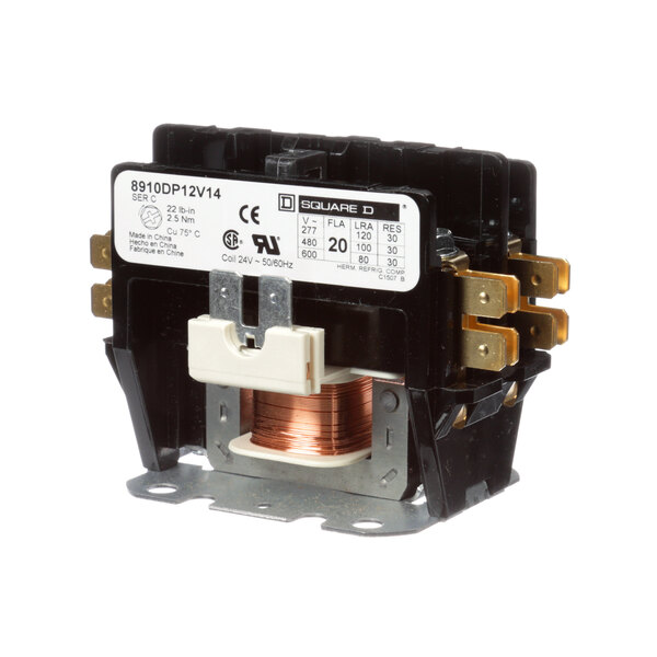 A black and white Power Soak heat contactor with copper coil and wires.
