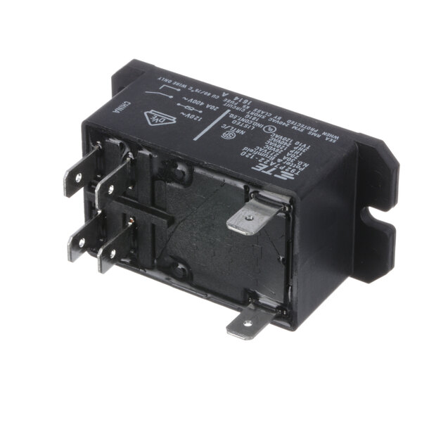 A black Baxter relay with white text.