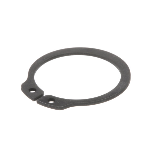 A black metal Varimixer snap ring with holes on a white background.