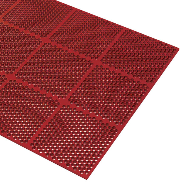 Cactus Mat 2535-R34 Honeycomb 3' x 4' Red Grease-Resistant Anti-Fatigue Rubber Mat - 9/16" Thick