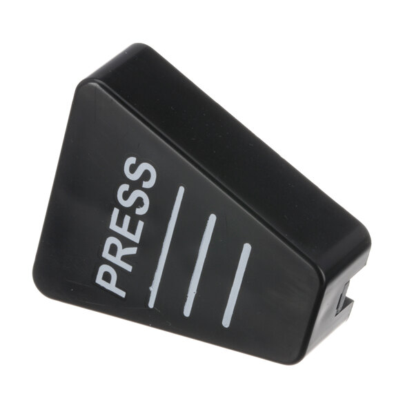 A black and white push tap with the word "press" in white.