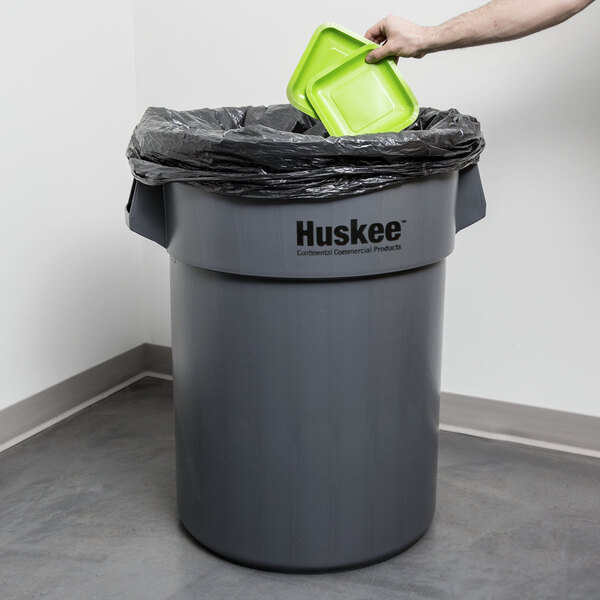Continental 5500GY Huskee 55 Gallon Gray Round Trash Can