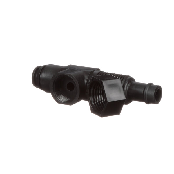 A black plastic faucet shank with a threaded end.