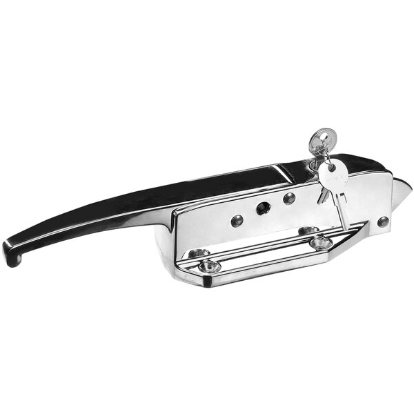 The chrome Kason cylinder body with a latch and handle.