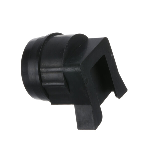 A black plastic Barker right angle cap with a hole.
