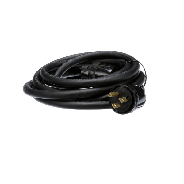 A black power cord with a plug.