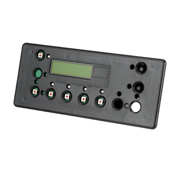 A black rectangular Wilbur Curtis control board with buttons and a display.