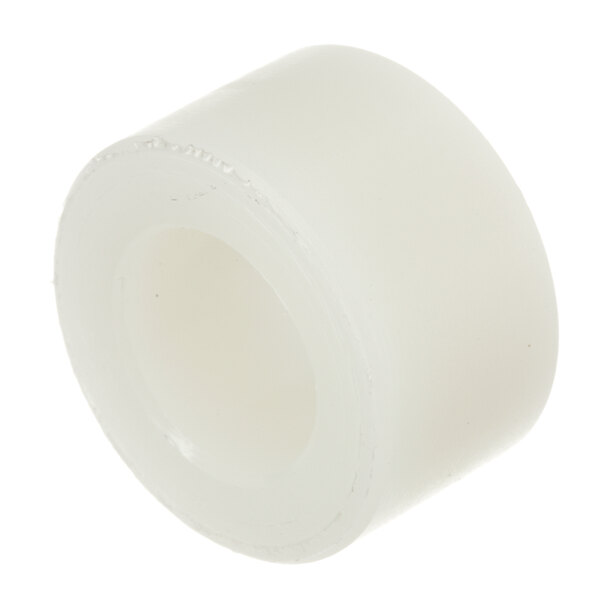 A white plastic Globe Spacer with a hole.