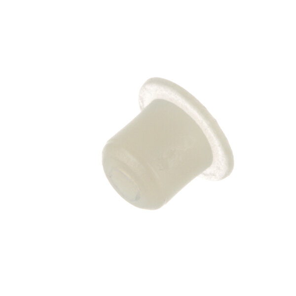 A close-up of a white plastic plug on a Bizerba bolt.