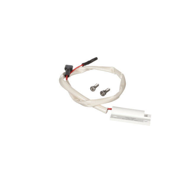 A white cable with a white plug and a red wire.