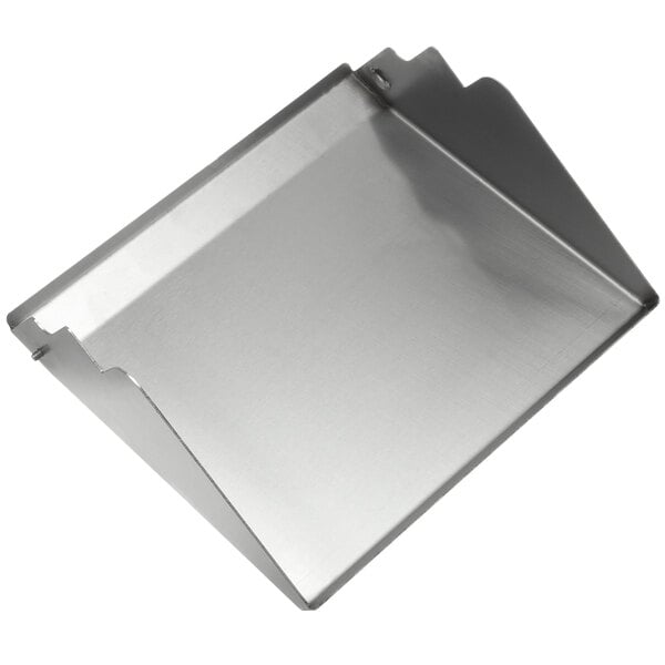 A silver metal Duke service tray with a handle.