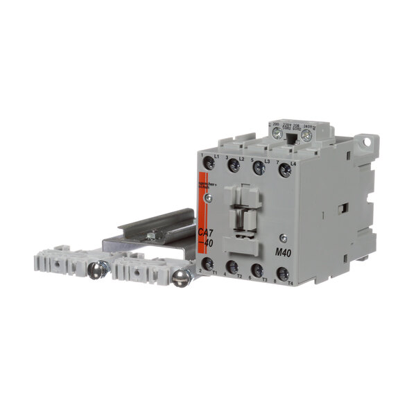 A grey Middleby Marshall contactor bracket with screws.