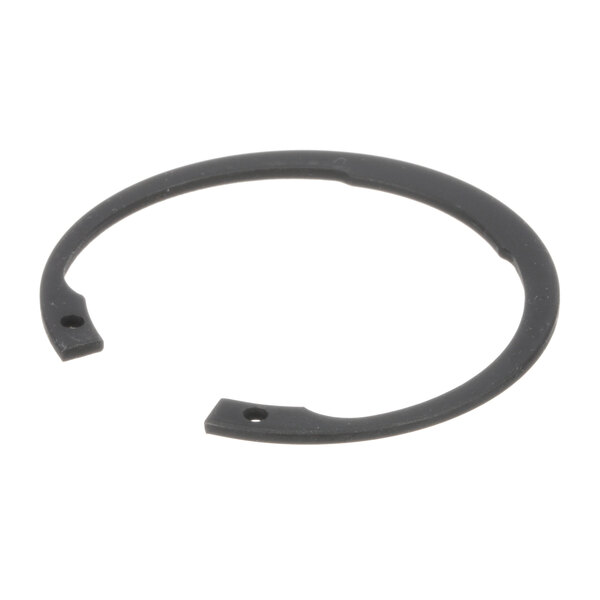A black circular rubber circlip with two holes.