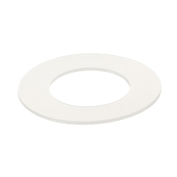 A white oval nylon washer with a white circle in the middle.