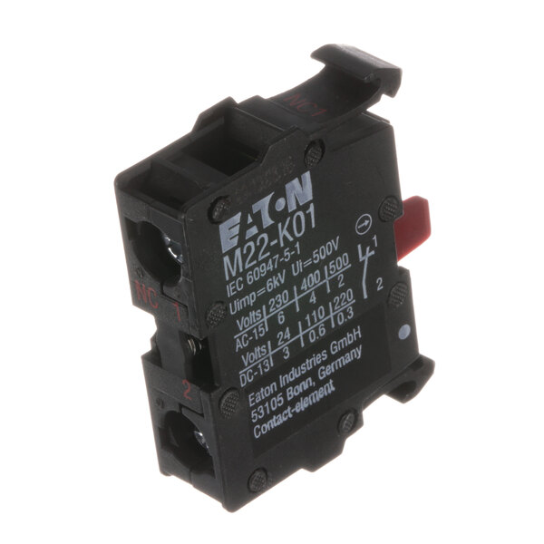 A black Kronen contactor with a red button and white text.