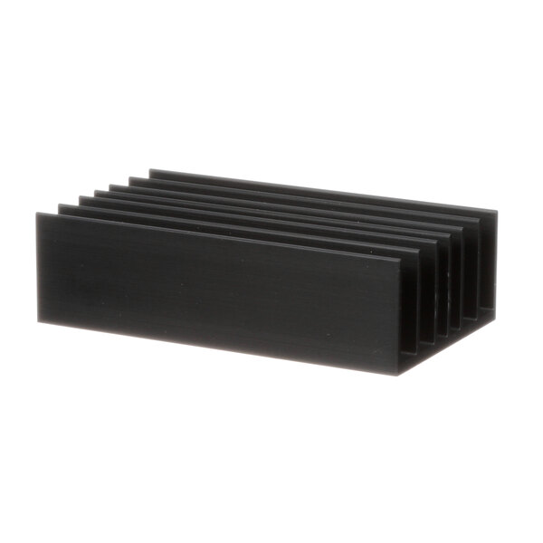 A black rectangular Antunes heat sink with four rows of black strips.