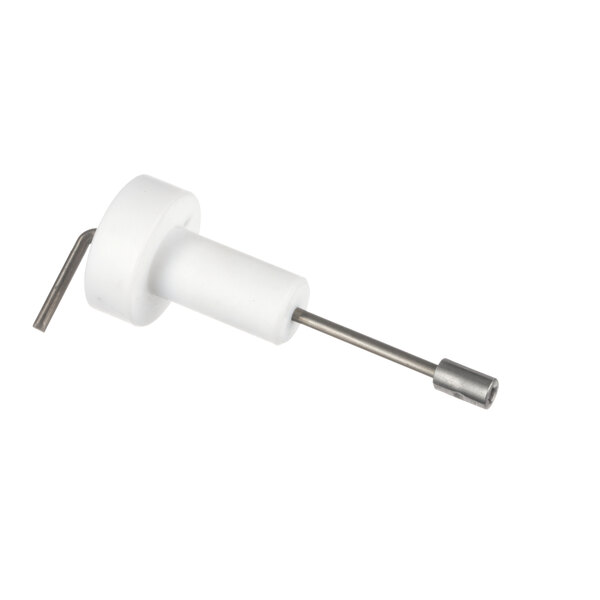 A white plastic and metal single probe assembly for a Grindmaster-Cecilware coffee machine.