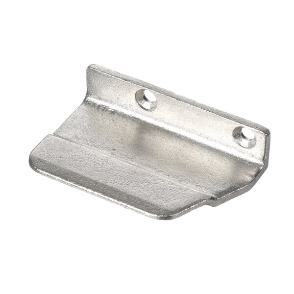 A stainless steel Moffat Strike bracket with two holes.