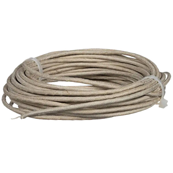 A roll of APW Wyott white electrical wire on a white background.